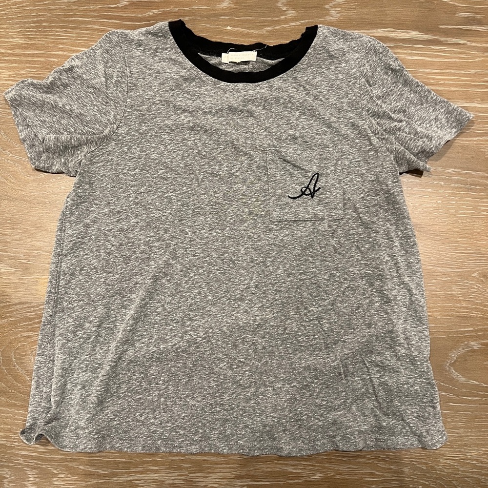 Urban Outfitters Truly Madly Deeply Grey Short Sleeve ‘A’ Initial Pocket